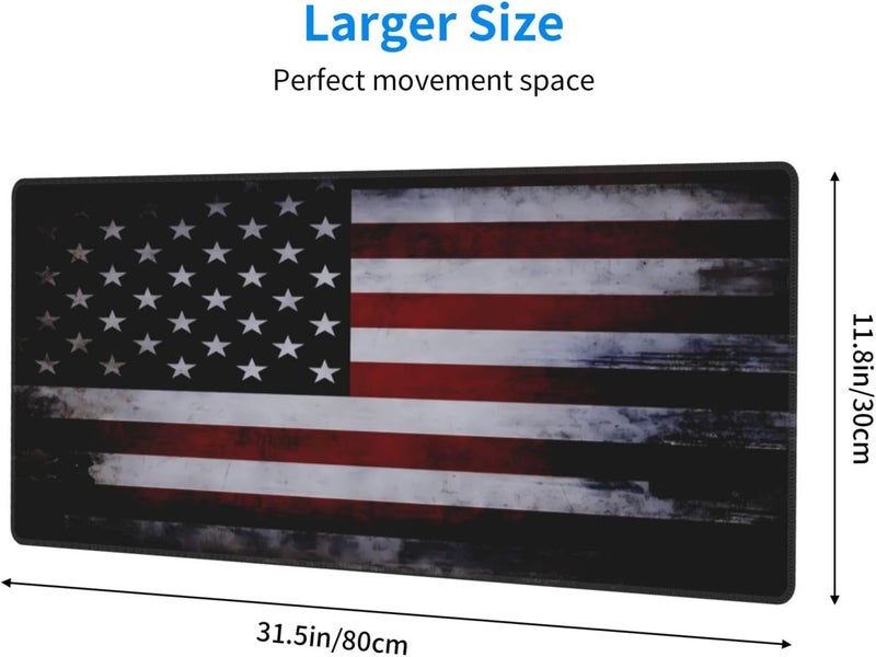 Brecoy Gaming Mouse Pad American Flag Mouse Mat Non-Slip Rubber Carpet Pad for Computer Keyboard & Gaming Accessories 31.5×11.8 Inches - Image 2